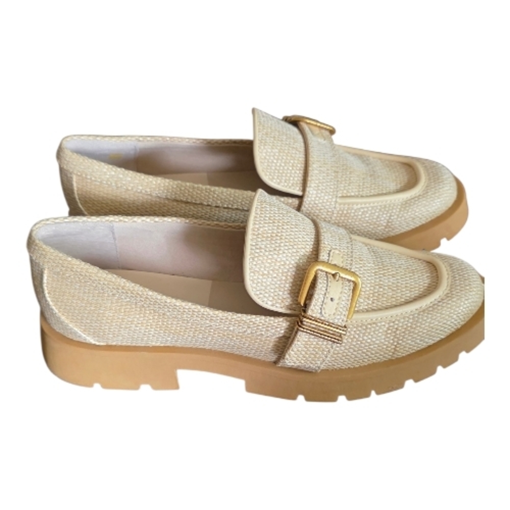 Dolce Vita Raffia ERICKA Loafers with Gold Buckle